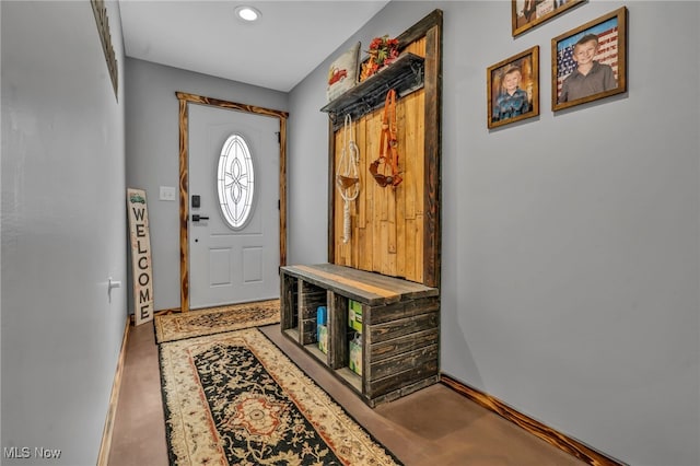 entrance foyer with concrete flooring