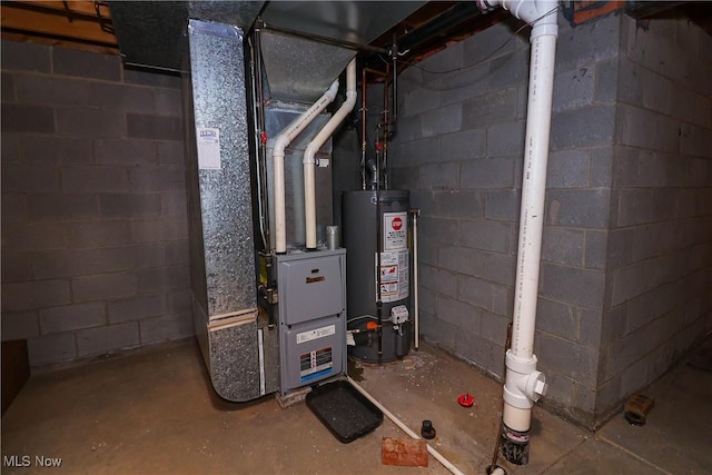 utilities featuring gas water heater and heating unit