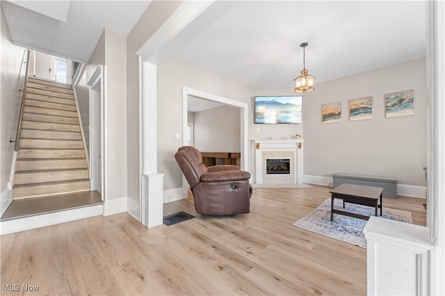 living room featuring light hardwood / wood-style floors