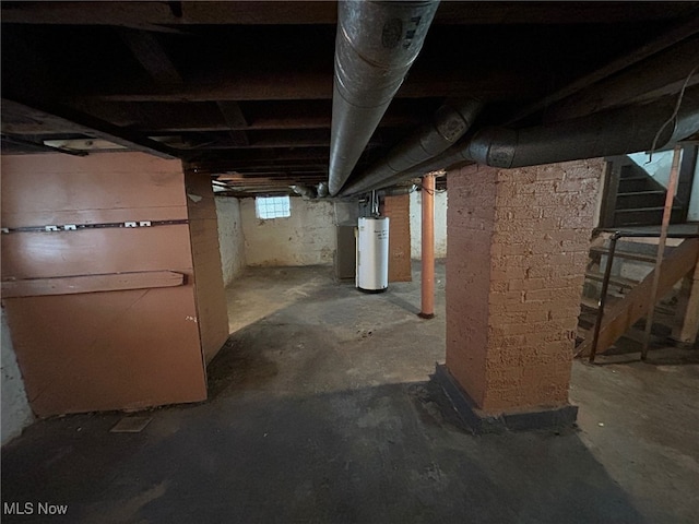 basement with water heater