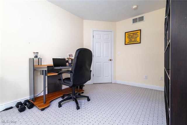 view of carpeted office space