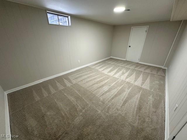 basement with carpet floors