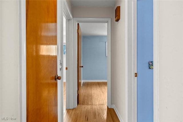 hallway with light wood-type flooring