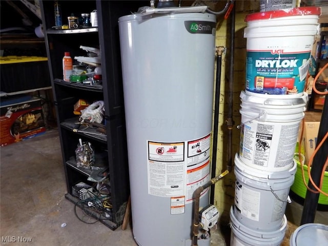 utility room with gas water heater