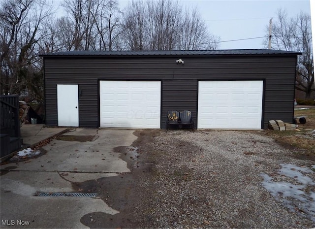 view of detached garage