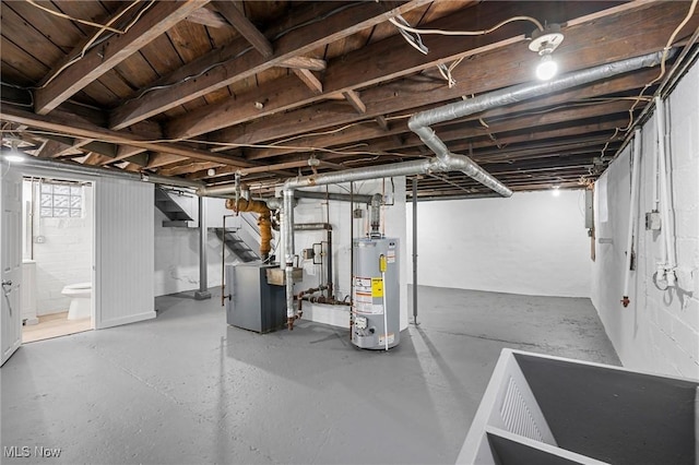 basement featuring water heater