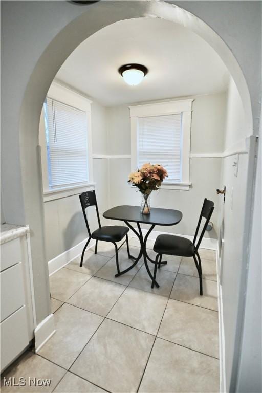 view of tiled dining room