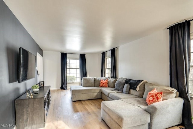 living room with light wood-type flooring