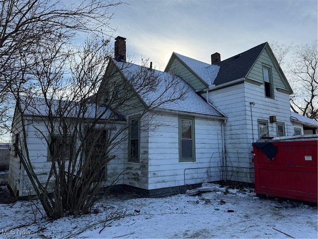 view of snow covered exterior