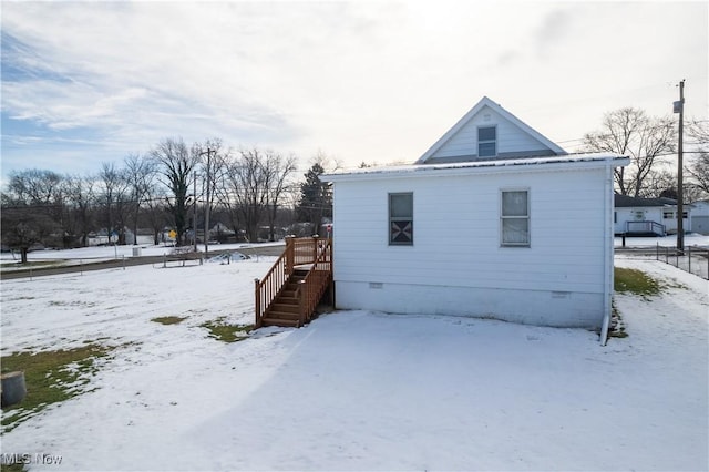 view of snowy exterior