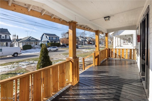 deck featuring covered porch