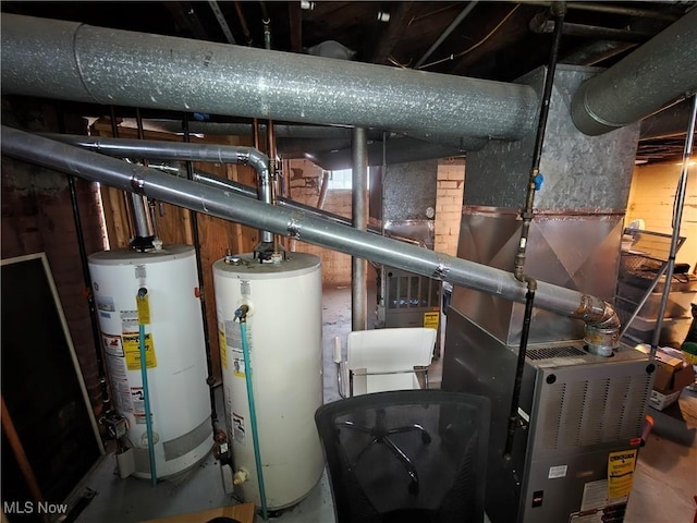 utility room with water heater