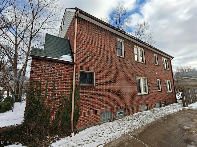 view of snowy exterior