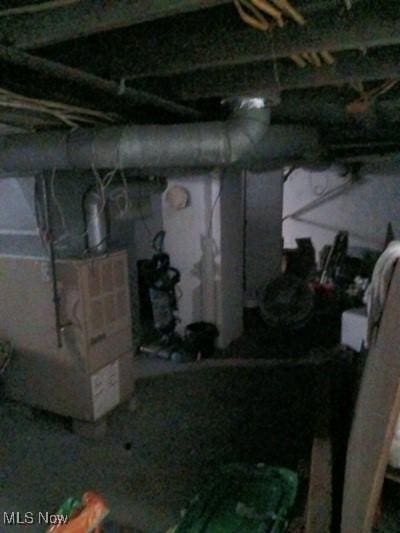 basement with heating unit