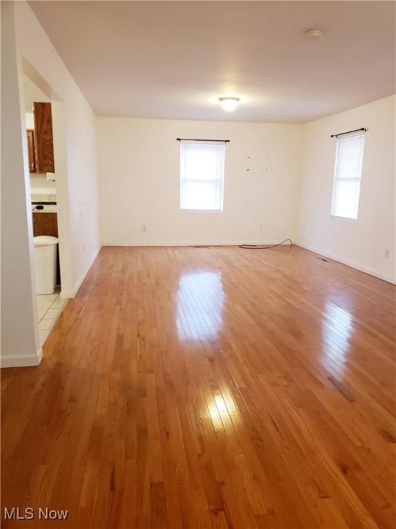 unfurnished room with light hardwood / wood-style flooring and a healthy amount of sunlight