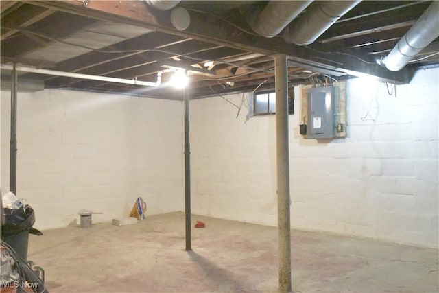 basement with electric panel