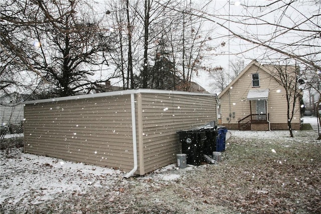 view of snow covered structure