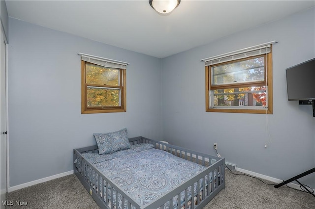 bedroom featuring multiple windows and carpet floors