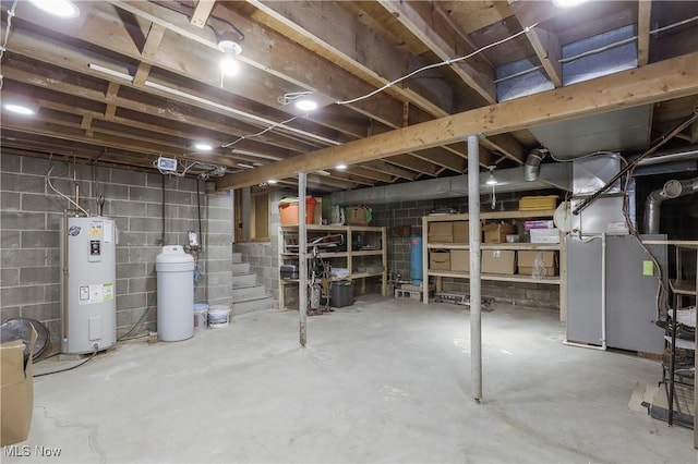 basement with electric water heater