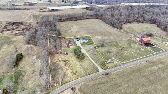 bird's eye view featuring a rural view