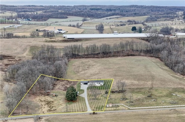 drone / aerial view featuring a rural view