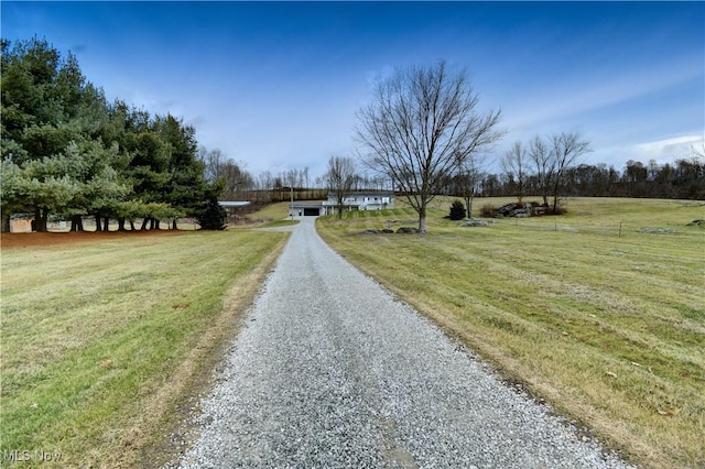 view of road featuring a rural view