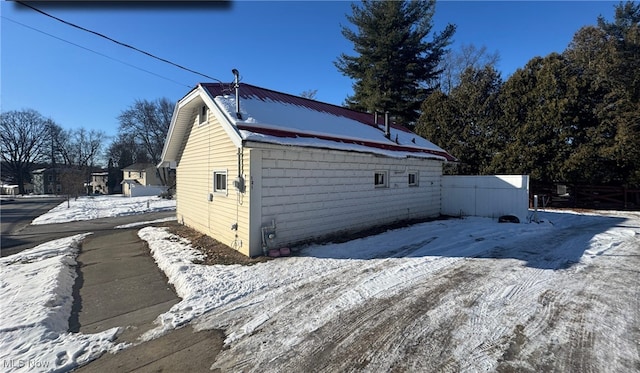 view of snow covered exterior