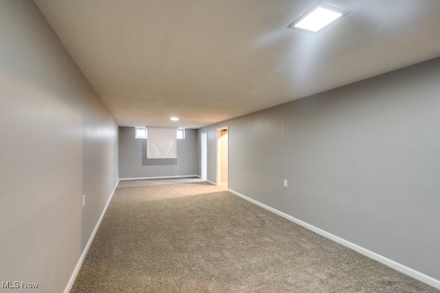 basement featuring carpet