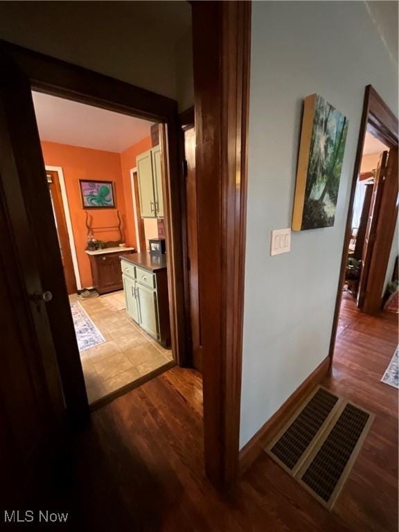 hall featuring light wood-type flooring