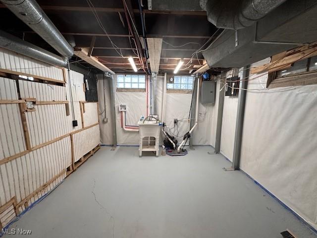 basement with electric panel