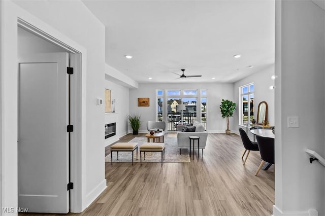 interior space with light hardwood / wood-style floors