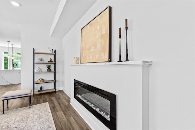 living area featuring hardwood / wood-style floors