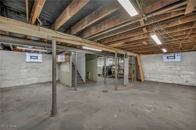 basement with washer / dryer