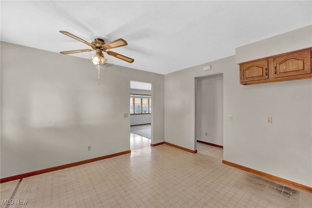 unfurnished room with ceiling fan