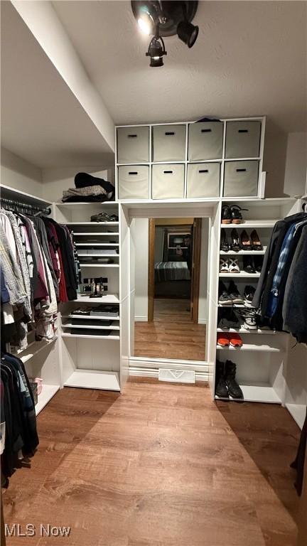 walk in closet featuring hardwood / wood-style floors