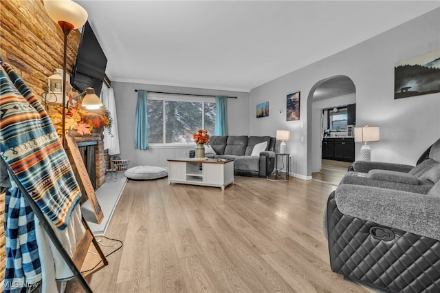 living room featuring light hardwood / wood-style floors