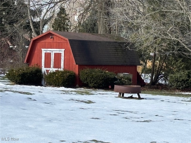 view of snow covered structure