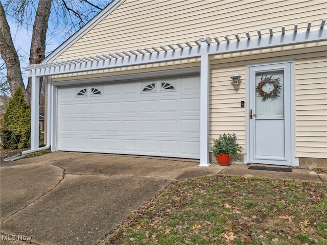 view of garage