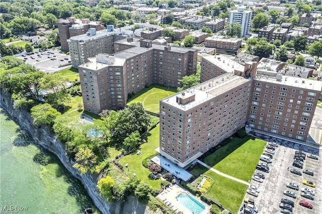 aerial view with a city view