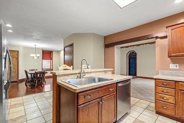117 Franklin St, Marietta, OH 45750 - kitchen featuring appliances with stainless steel finishes, light tile patterned flooring, light countertops, and recessed lighting