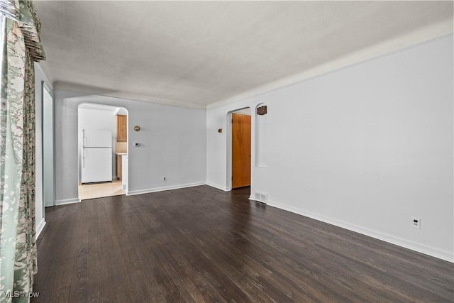 empty room featuring dark wood-type flooring