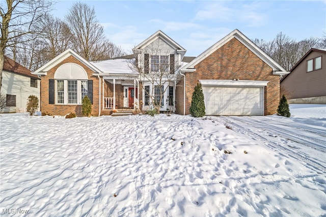 front of property with a garage