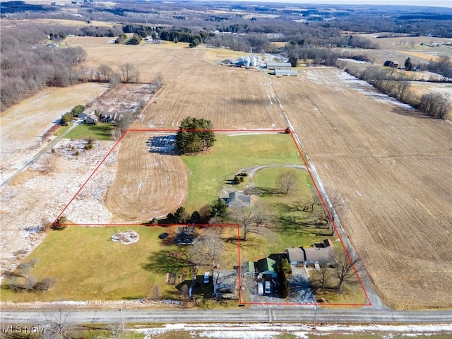 drone / aerial view with a rural view