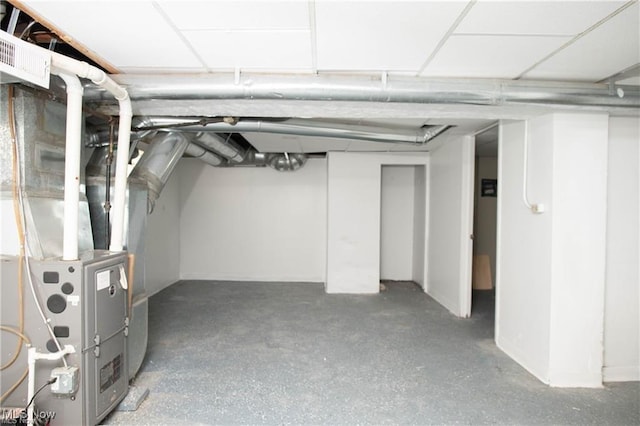 basement with heating unit