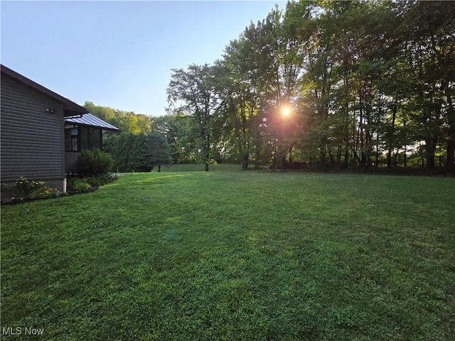 view of yard at dusk