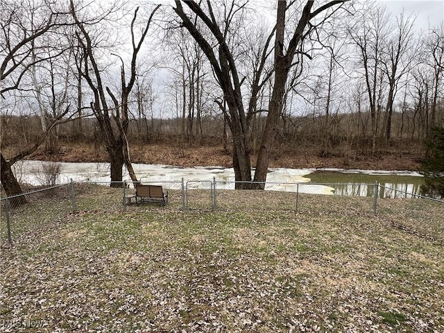 view of yard with a water view