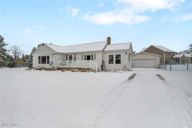 ranch-style home with covered porch