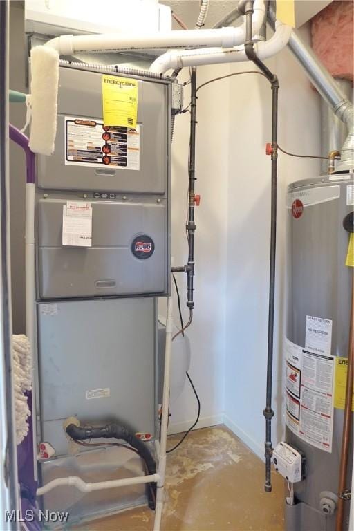 utilities featuring heating unit and gas water heater