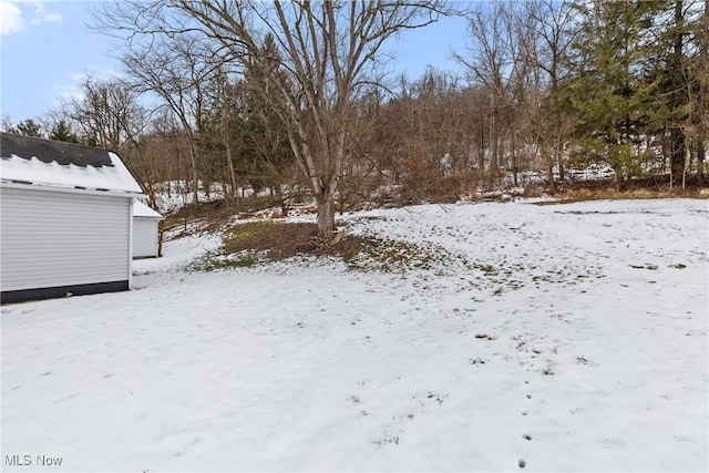 view of yard covered in snow