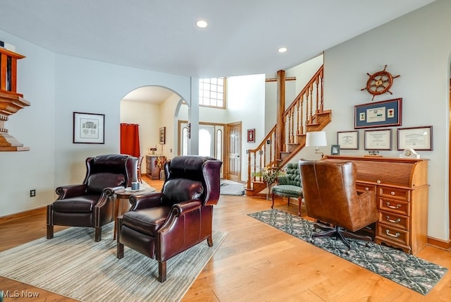 living room featuring light hardwood / wood-style floors